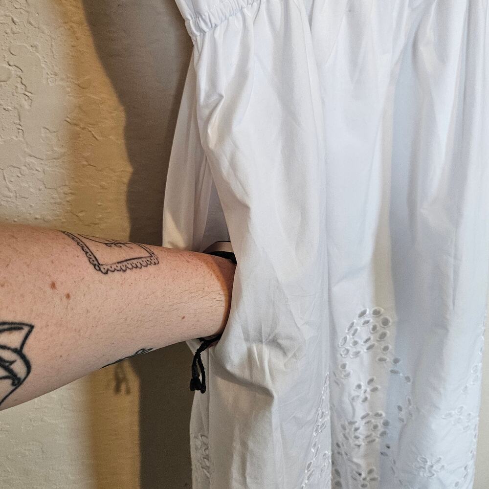 Madewell Embroidered Tank Midi Dress in Poplin White Women's 14 Summer‎ Casual - Picture 5 of 10